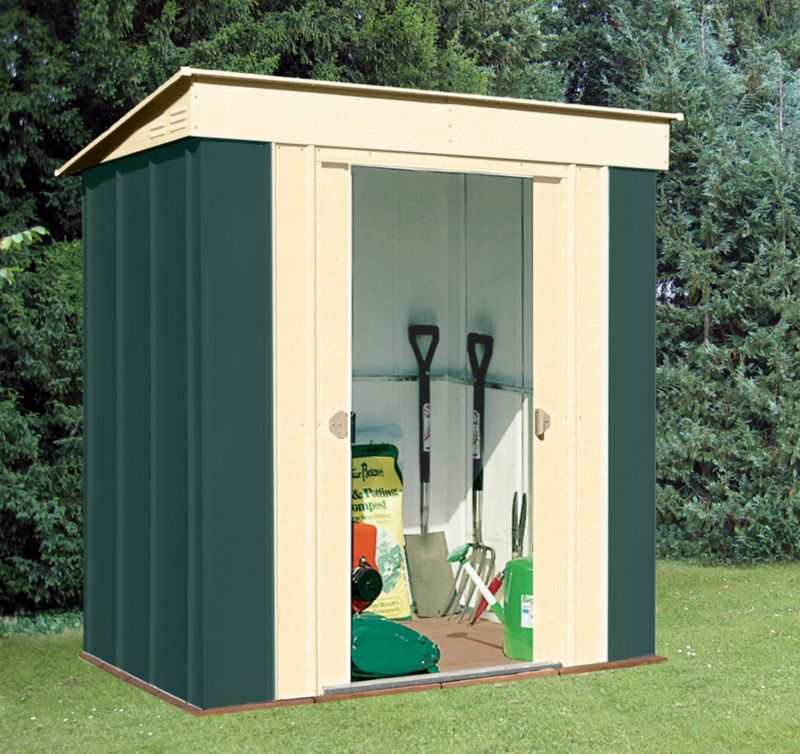 Canberra Pent Shed 6x4ft Green and Cream