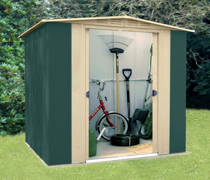 Canberra Apex Shed 6x5ft Green and Cream