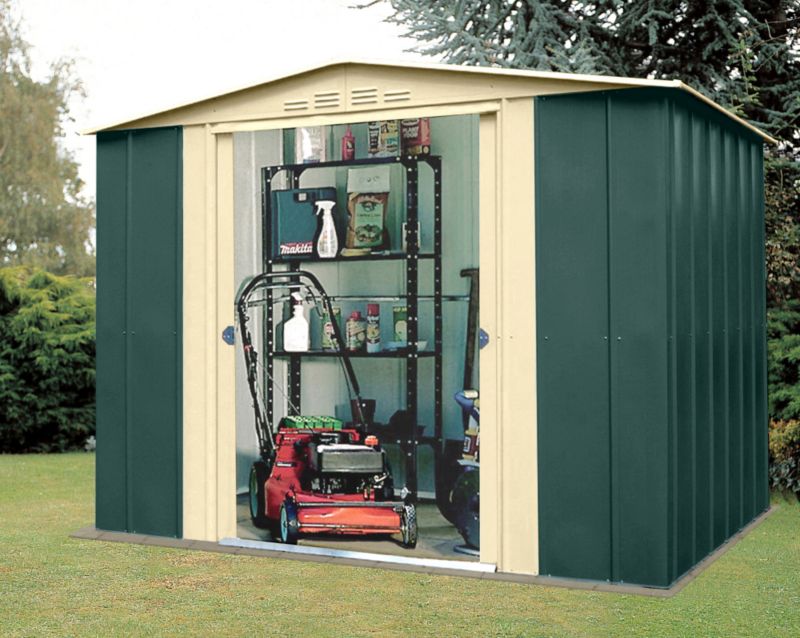 Canberra Apex Shed 8x6 Green and Cream