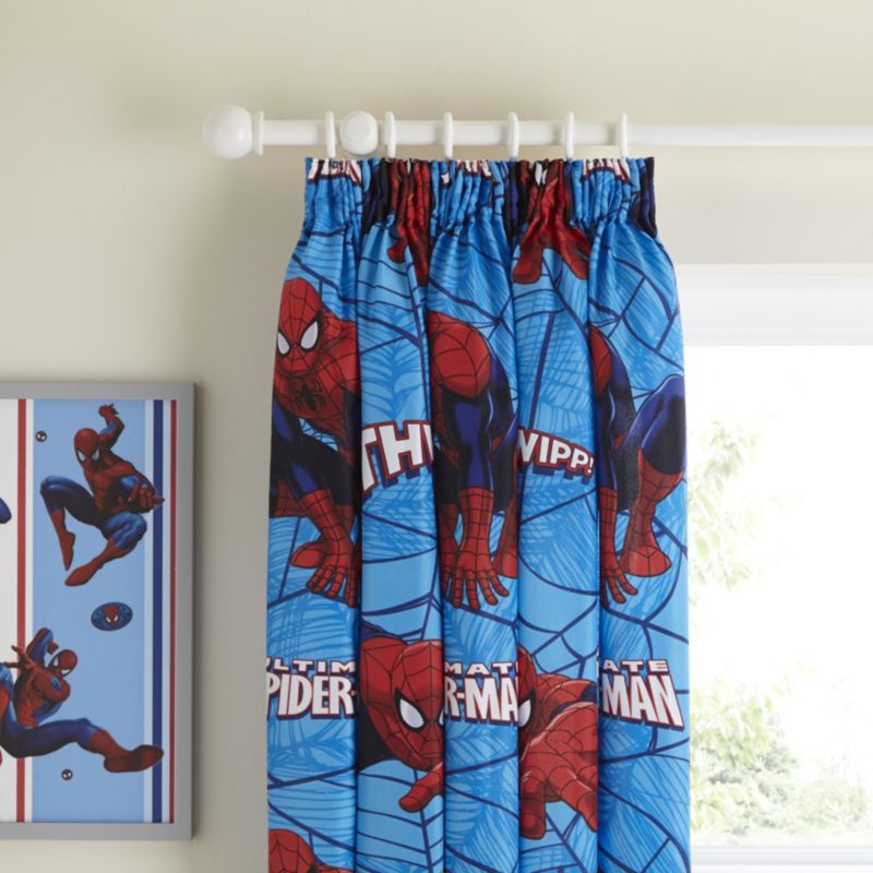 Disney Spiderman City Red Kids Curtains