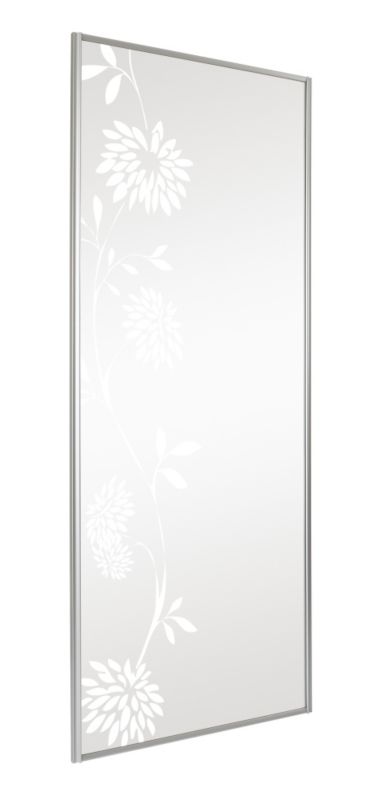 Sliding Door Mirror With Floral Print