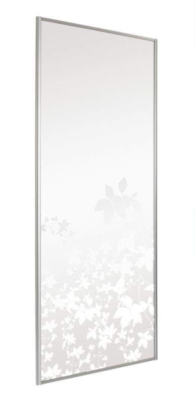 Sliding Door Mirror With Leaf Print