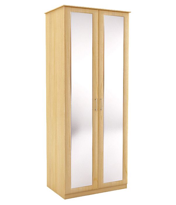 Double Wardrobe With Mirror Maple Effect