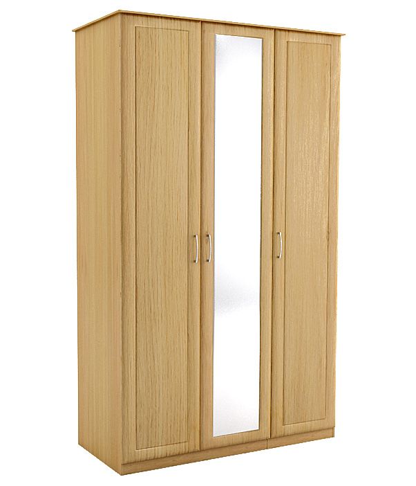 Unbranded Triple Wardrobe Single Mirror Oak Effect