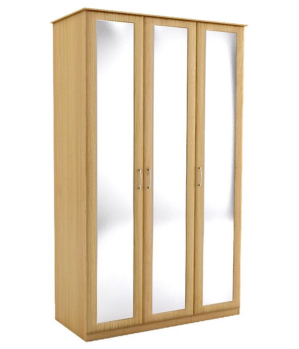 Unbranded Triple Wardrobe With Mirror Oak Effect