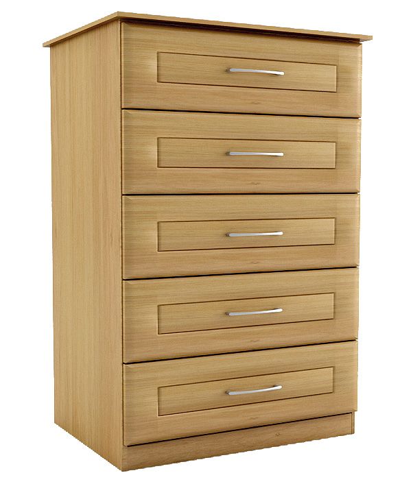 5 Drawer Chest Oak Effect (W)600mm