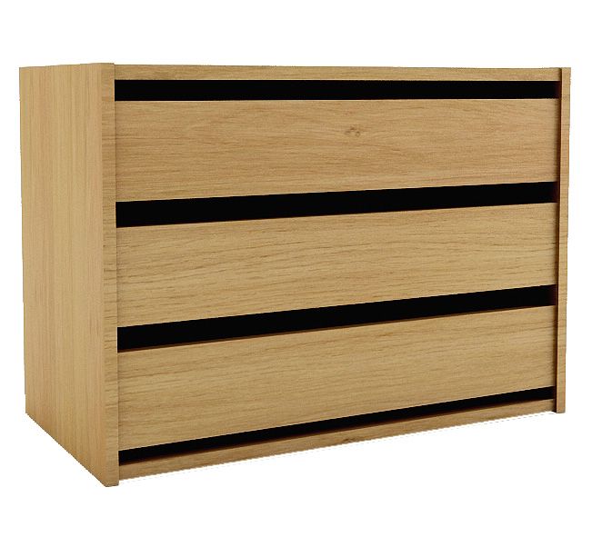 Double Interior 3 Drawer Chest Oak Effect