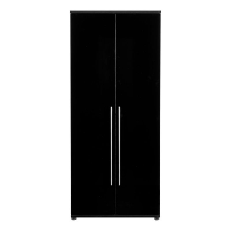 Unbranded Perla 2 Door Wardrobe Black Gloss & Oak Effect