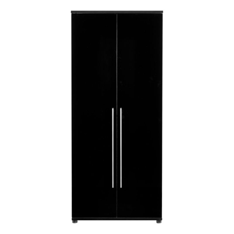 Perla 2 Door Wardrobe Black Gloss & Oak Effect