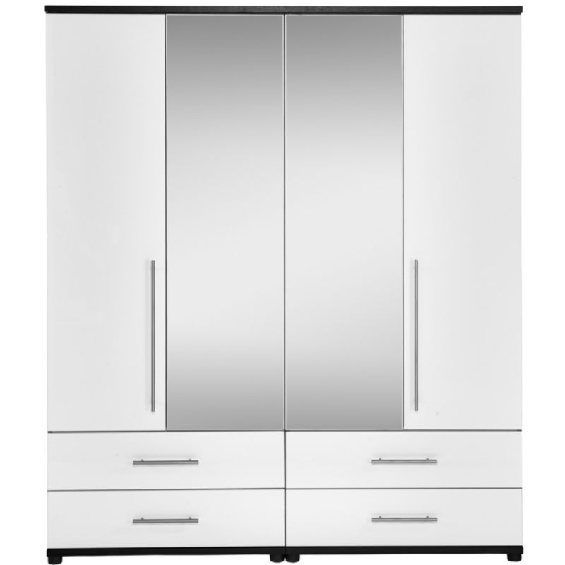 Unbranded Perla 4 Door Centre Mirror Gents Wardrobe White