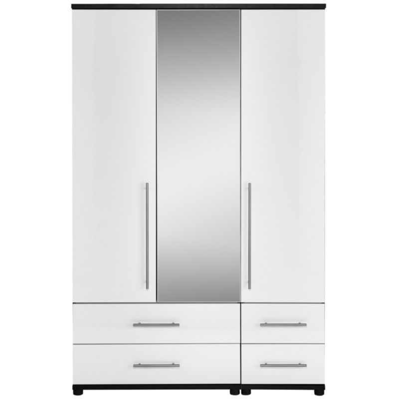 Perla 3 Door Centre Mirror Gents Wardrobe White