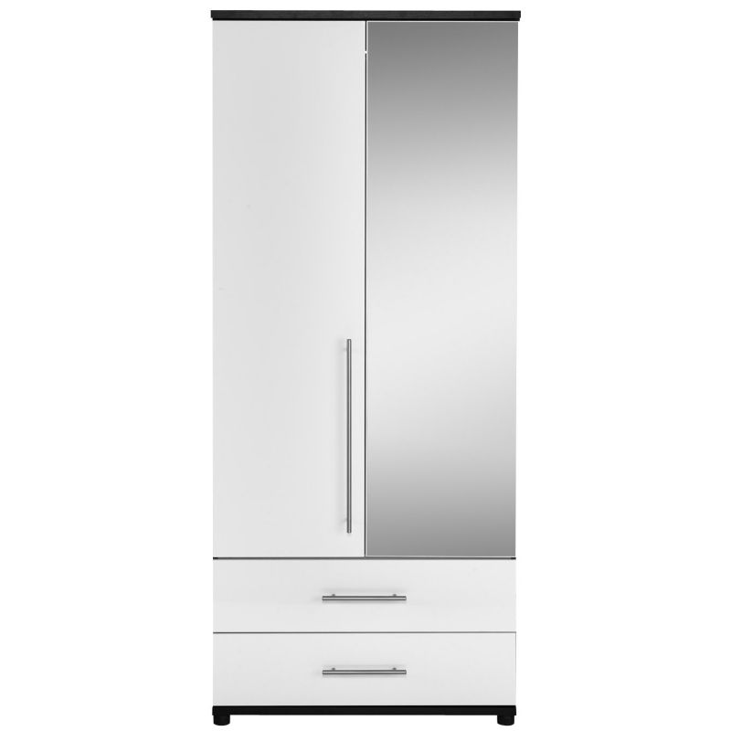 Perla 2 Door Mirror Gents Wardrobe White Gloss &