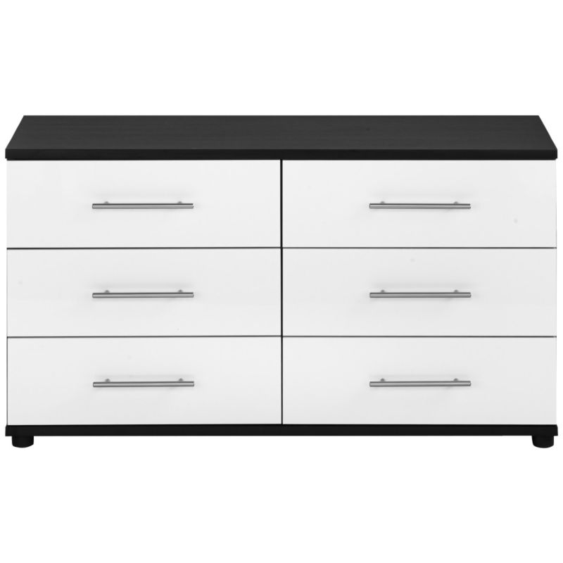 Unbranded Perla 6 Drawer Chest White Gloss & Oak Effect