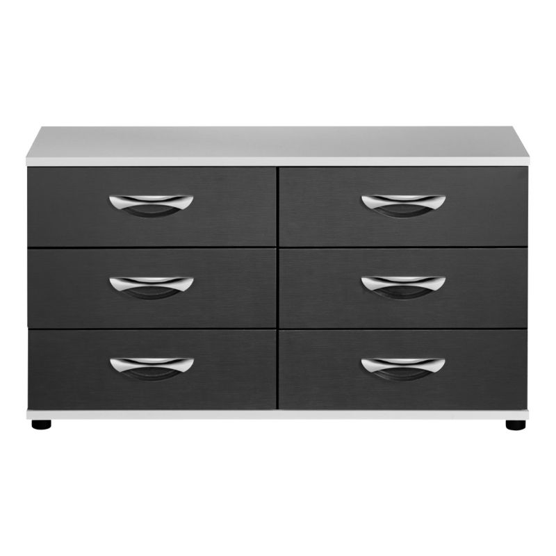 Unbranded Torus 6 Drawer Chest Black Textured & Oak Effect