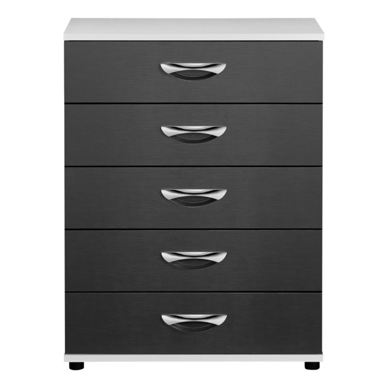 Torus 5 Drawer Chest Black Textured & Oak Effect