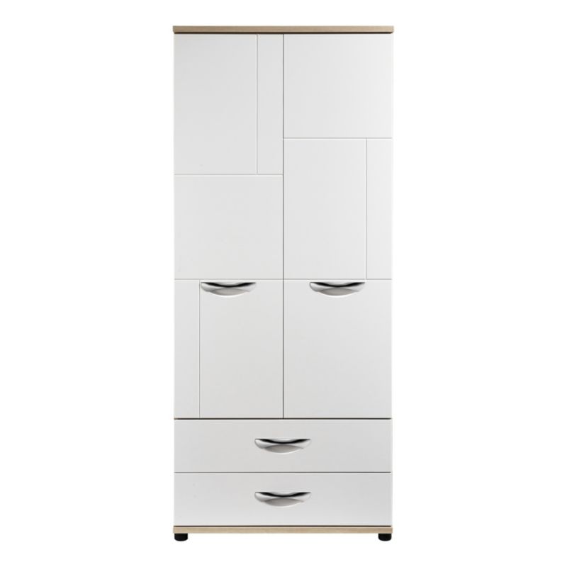 Unbranded Torus 2 Door Gents Wardrobe White Textured & Oak