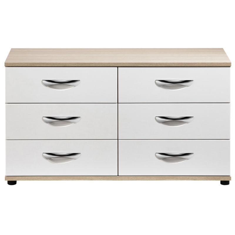 Unbranded Torus 6 Drawer Chest White Textured & Oak Effect