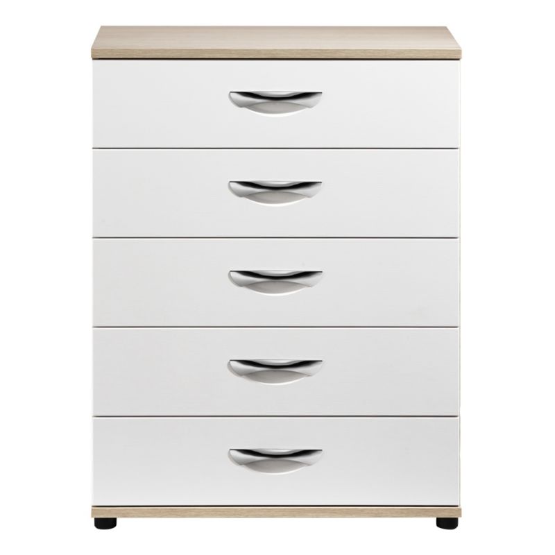 Unbranded Torus 5 Drawer Chest White Textured & Oak Effect