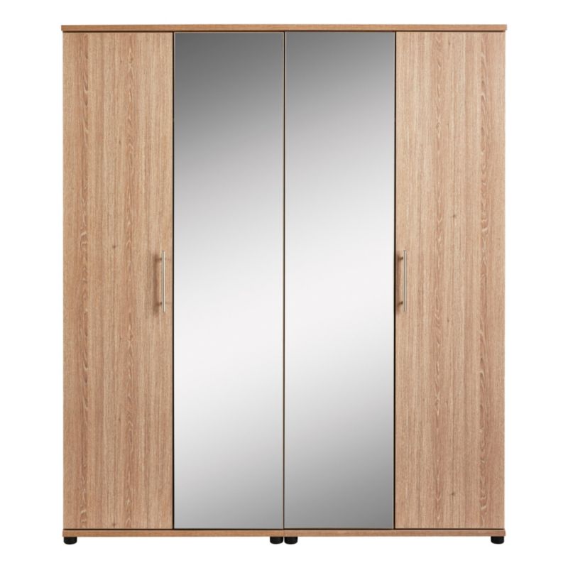 Unbranded Vermont 4 Door Centre Mirror Wardrobe Modern Oak