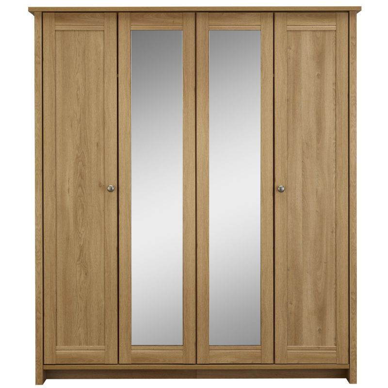 Manor 4 Door Centre Mirror Wardrobe Oak Effect