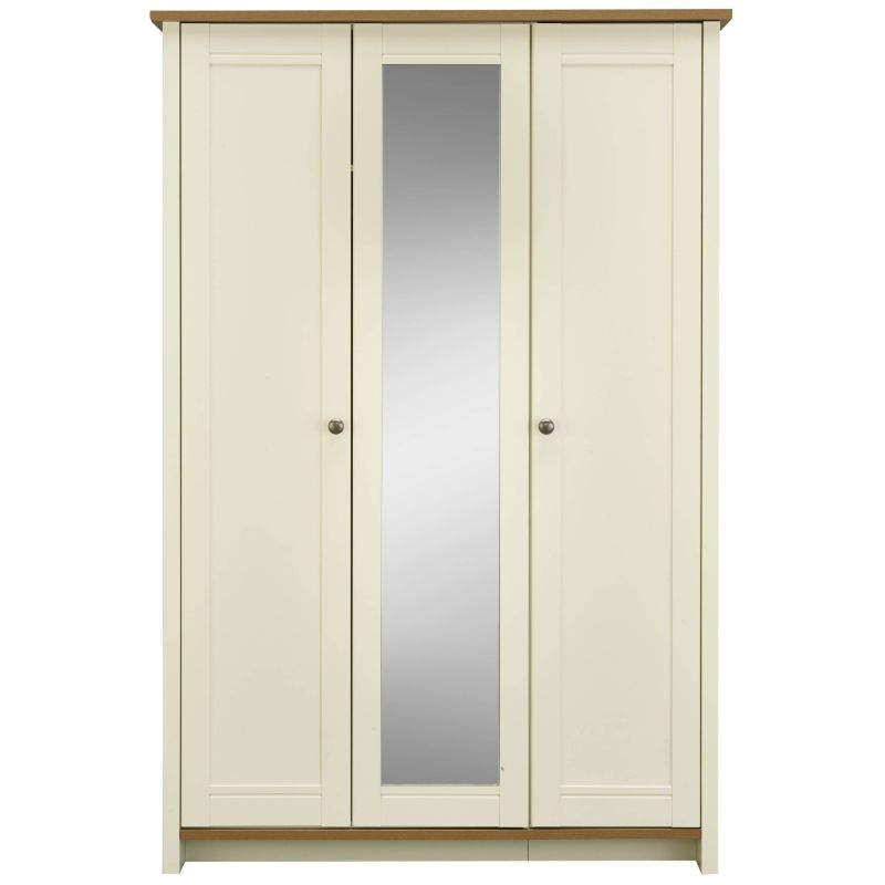 Manor 3 Door Centre Mirror Wardrobe Vanilla &