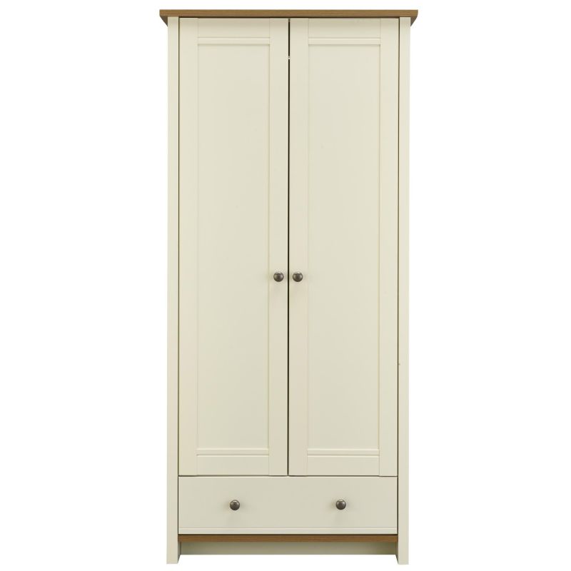 2 Door 1 Drawer Wardrobe Vanilla & Oak