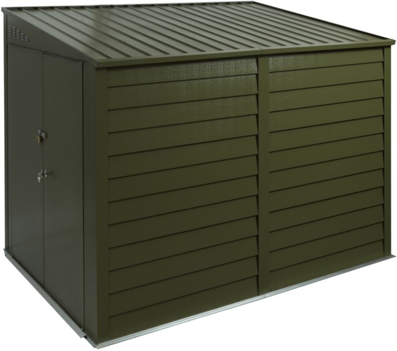 Trimetals 9x6 High-Security Metal Motorbike Shed Green - Home 