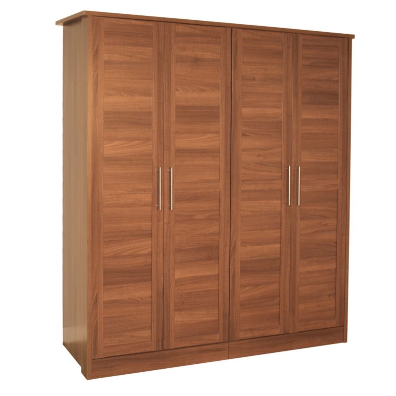 Amber 4 Door Wardrobe Walnut Effect