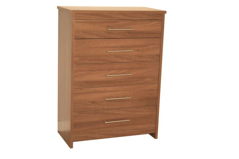 B&Q Amber Walnut Effect 5 Drawer Chest