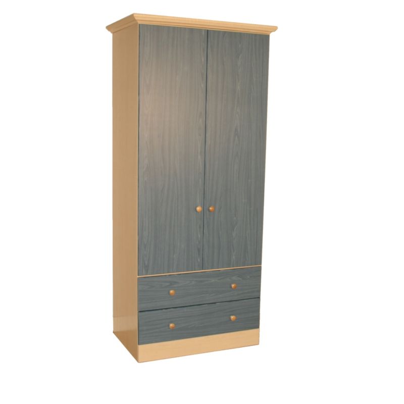 Happy 2 Door / 2 Door Combi Wardrobe Maple & Blue