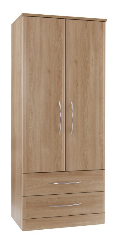 Oak Effect 2 Door 2 Drawer Wardrobe