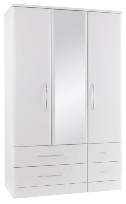 White 3 Door 4 Drawer Wardrobe