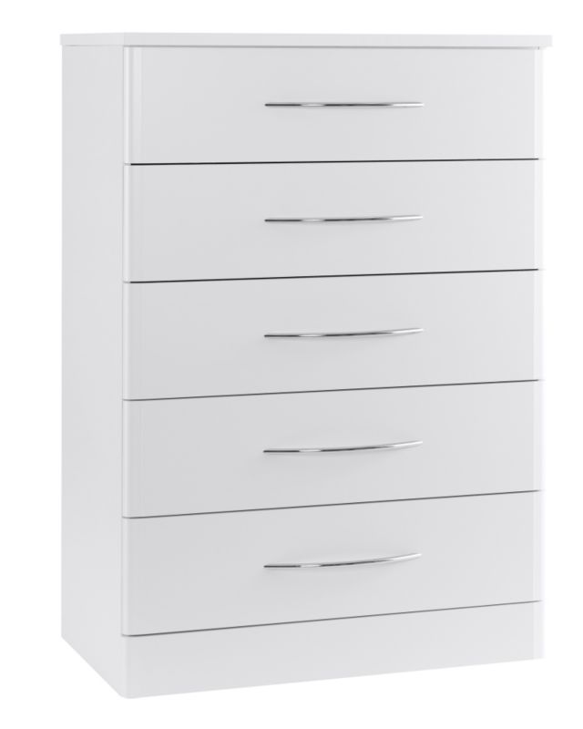 Lima White 5 Drawer Chest