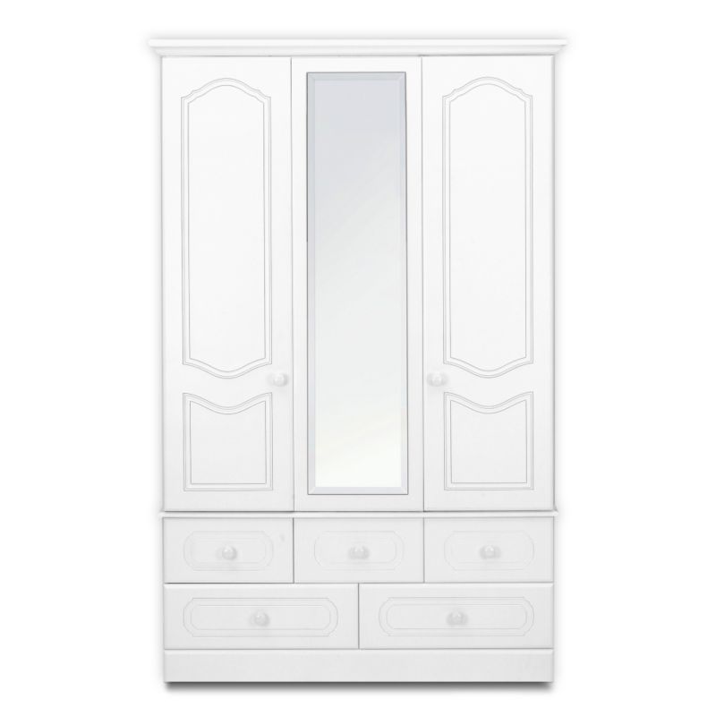 Laurel 3 Door 5 Drawer Wardrobe White