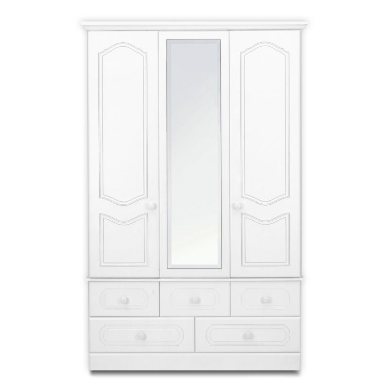 Laurel White 3 Door 5 Drawer Wardrobe