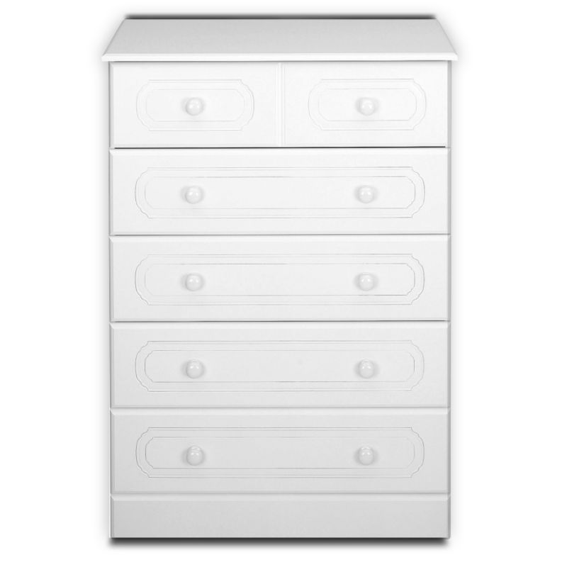 Laurel White 5 Drawer Chest