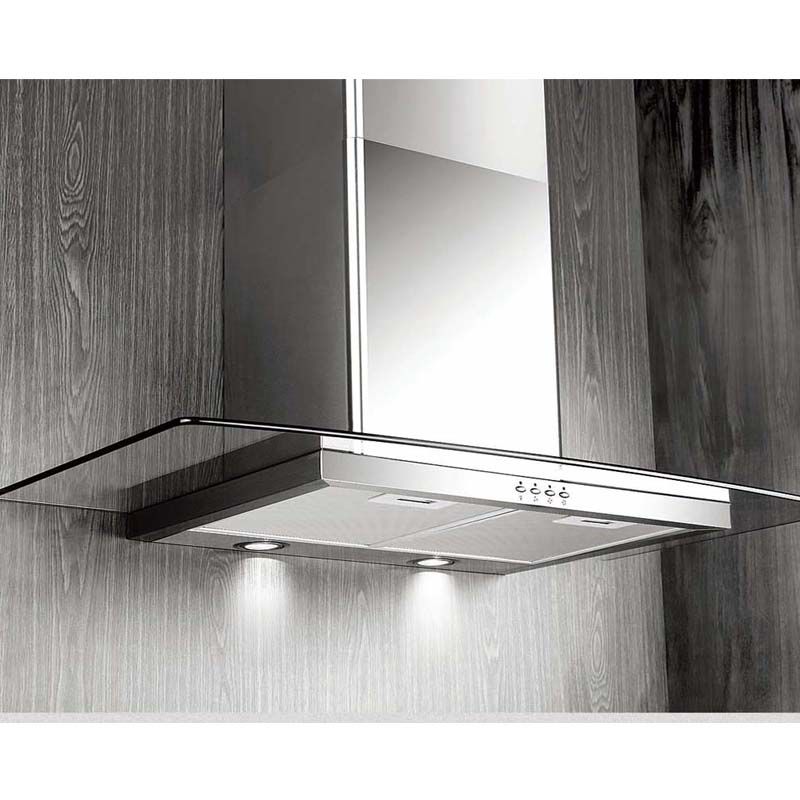 90cm Flat Glass Chimney Hood HDG93SS Stainless Steel