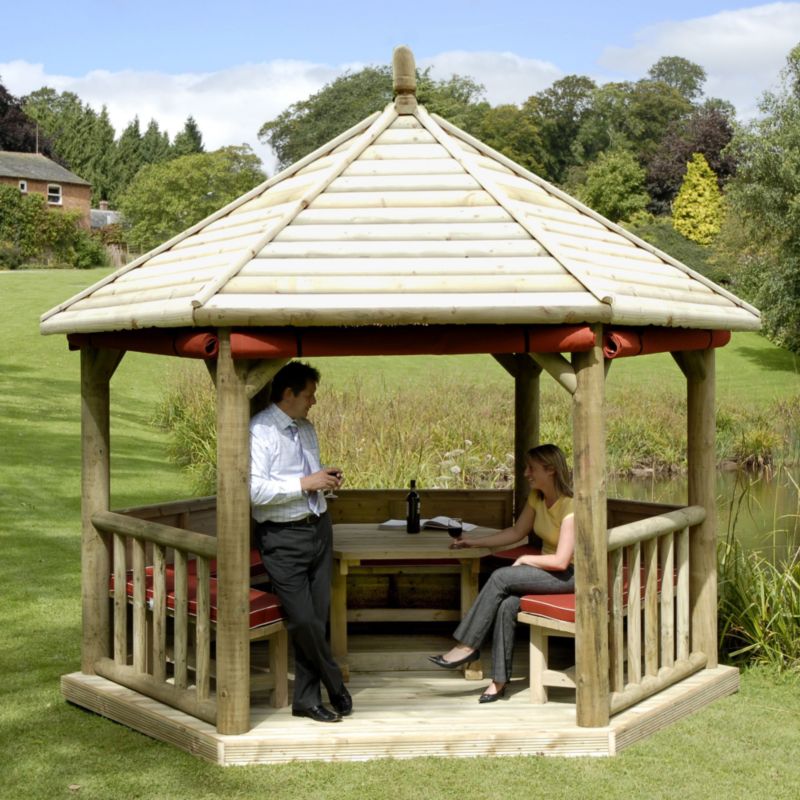 Classic Timber Roof Gazebo Green Waterbased