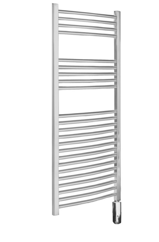 Kudox Curved Chrome Electric Thermo Radiator 700 x 400mm 150W 511Btu