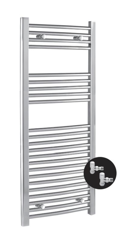 Kudox Curved Chrome Towel Rail with Angled