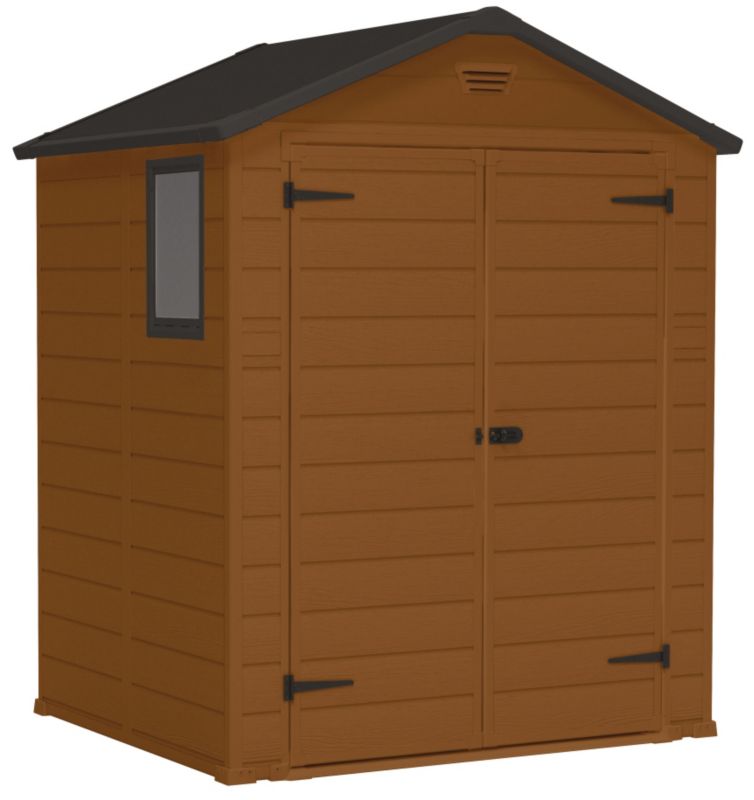 ... brown plastic double door shed the b q blooma 6 x 5 brown plastic