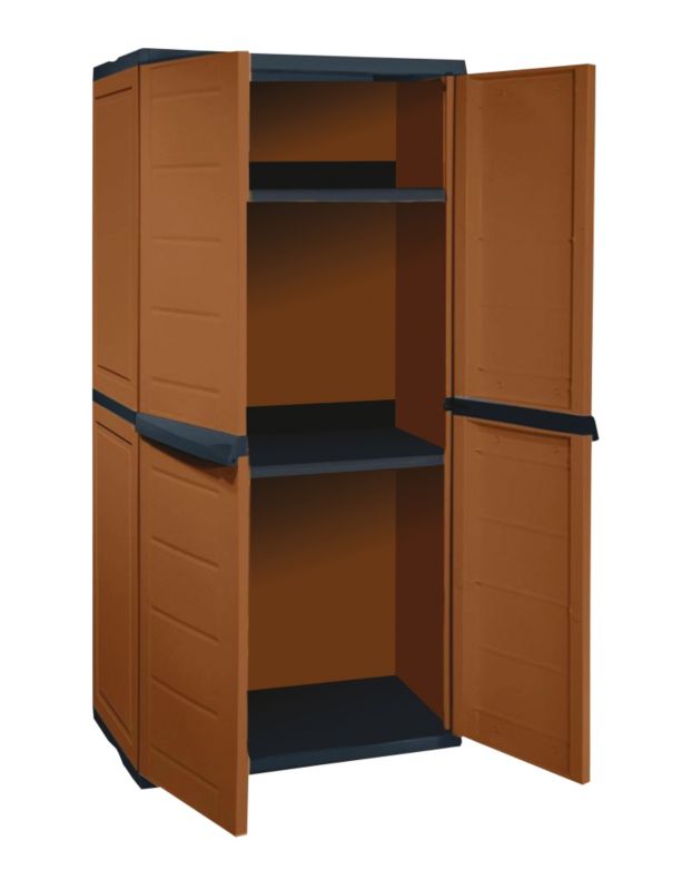 Blooma Brown Plastic Tall Two Shelf Garden Storage Unit