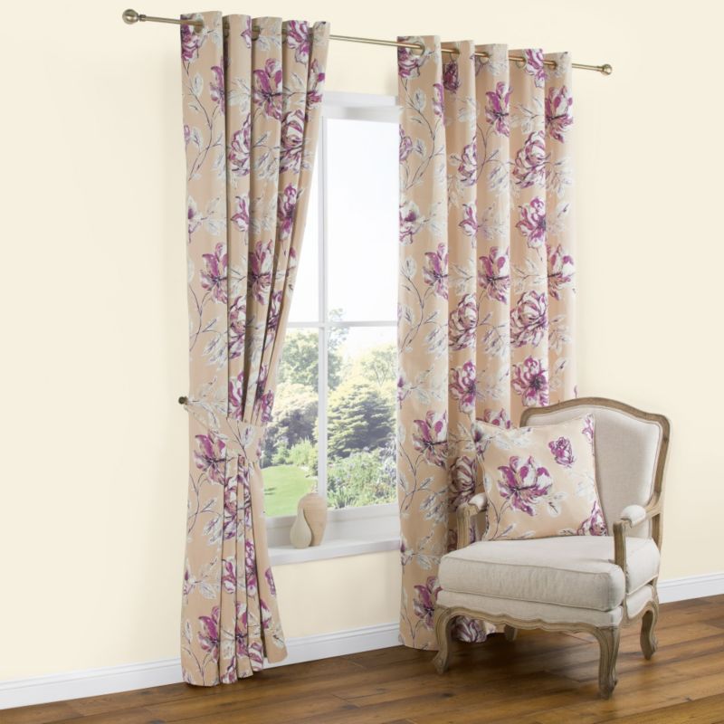 Calendula Eyelet Lined Flower Print Curtains in