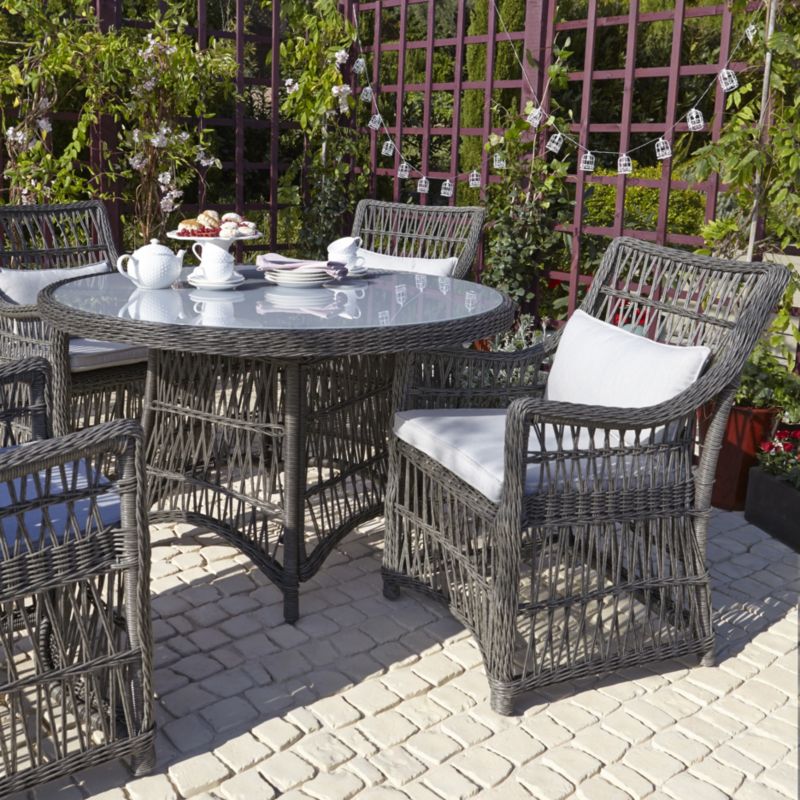 Caravella Rattan Effect 4 Seater Dining Set, Brown