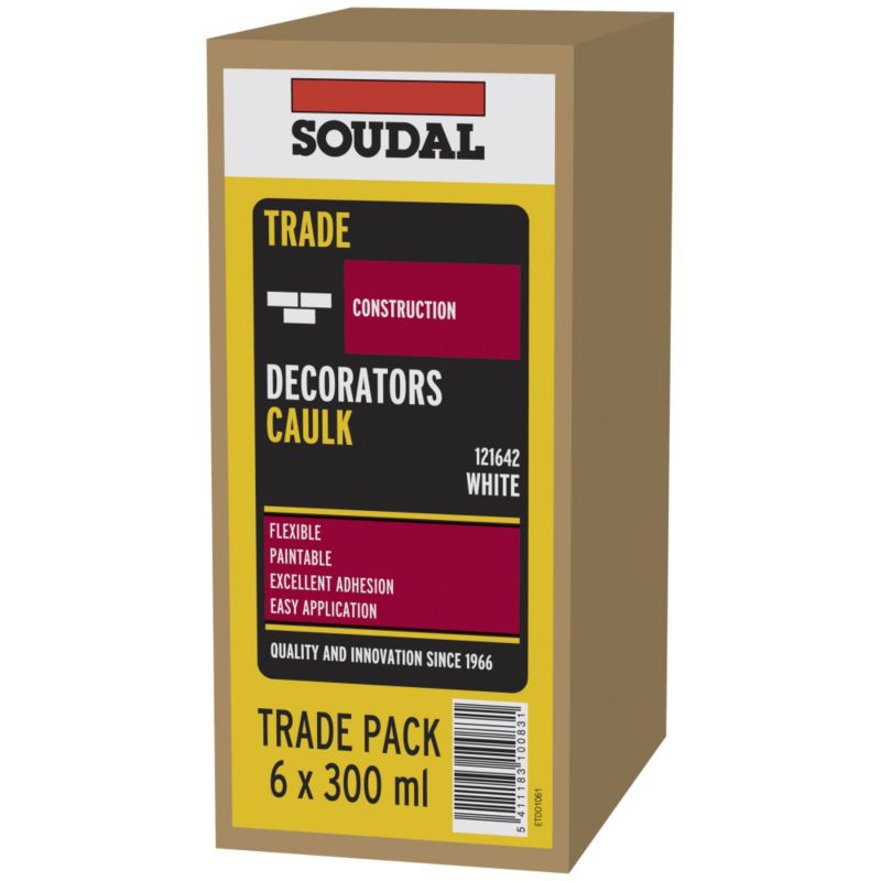Soudal Trade Decorators Caulk Trade Pack White 300ml X 6
