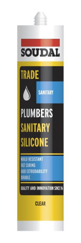 Soudal Trade Plumbers Sanitary Silicone Sealant Clear 300ml