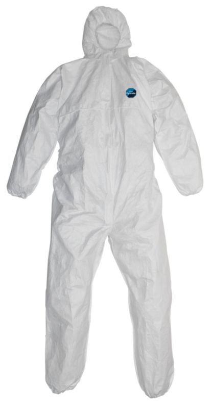DuPont Tyvek White Disposable Hooded Coverall XL Chest 46821148 inch