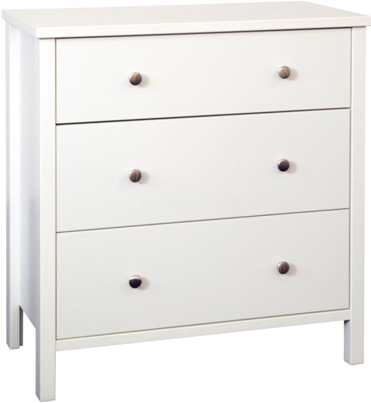 Bergen 3 Drawer Wide Chest White