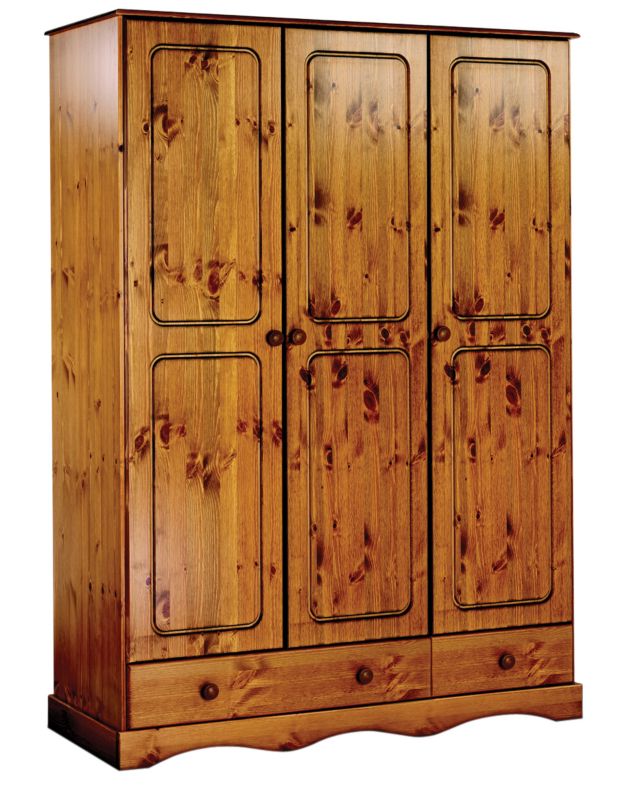 3 Door 2 Drawer Wardrobe Solid Pine