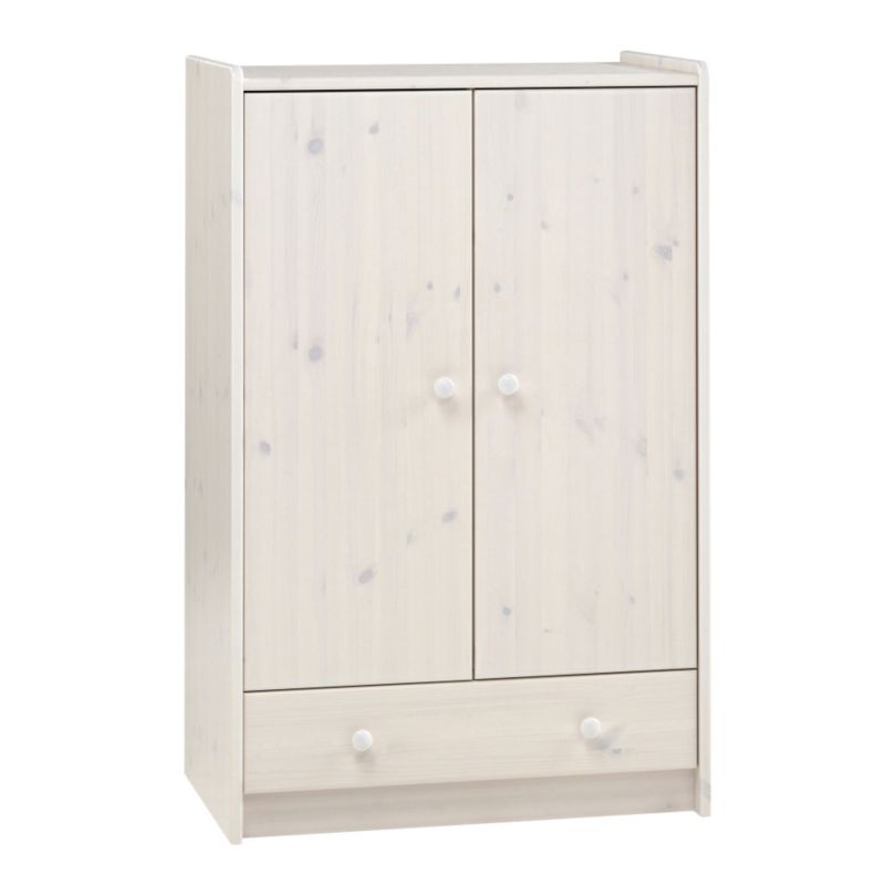 2 Door 1 Drawer Low Wardrobe White Wash